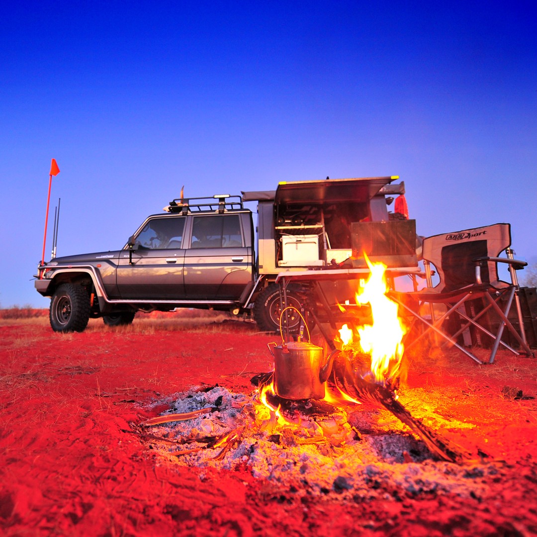 Crossing the Madigan Line in Ghost, boiling the billy on gidgee embers before the sun rises.

The third densest timber in the world, this stuff is the best camp oven fuel in the country.

Now that it's campfire season again, what's your favourite firewood? cypress pine? gidgee? mountain ash? western cedar?

@carlislerogers 
@outbacktagalongs